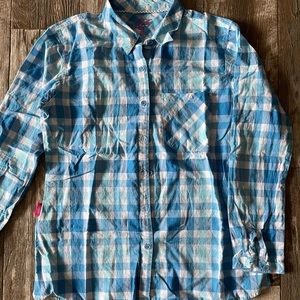 Women Blue Plaid Shirt